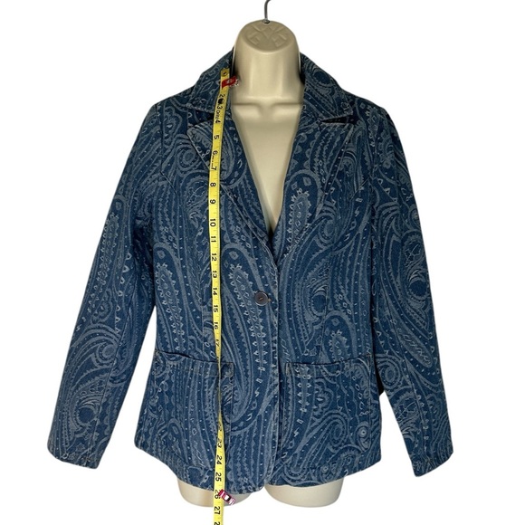 Solitaire NWT paisley denim blazer with front button size S - Picture 4 of 8